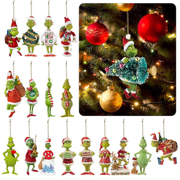 18 stil till alternativ för Grinch dekoration hängsmycke julgran C