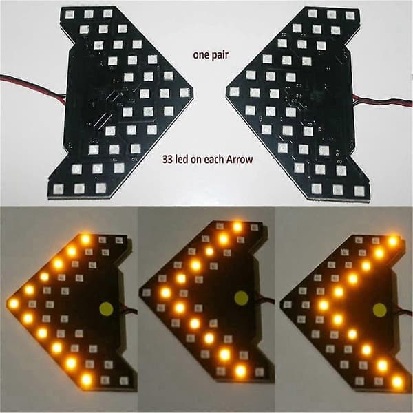 1 stk. 33 Smd Bil LED Sidespeil Blinklys Baklys Sidespeillys Biltilbehør