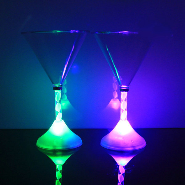 LED-lysende blinkende vinglass, cocktailvinglødende beger (5 stk)