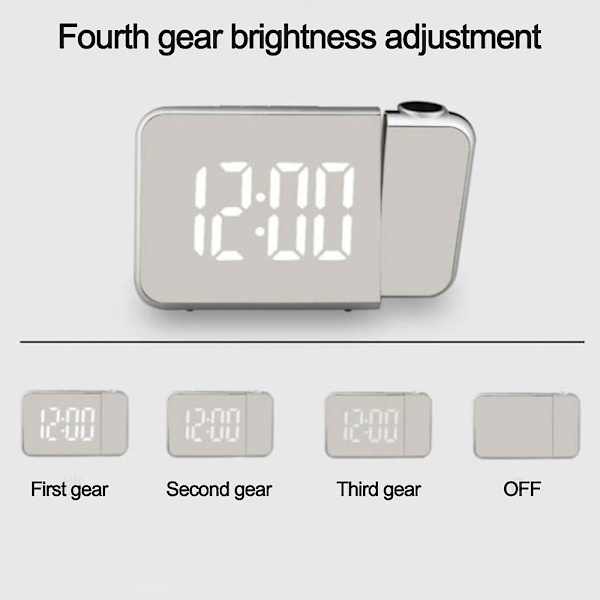 Projektionsväckarklocka - Digital klocka Med Termometer Hygrometer Och USB -laddare Green light