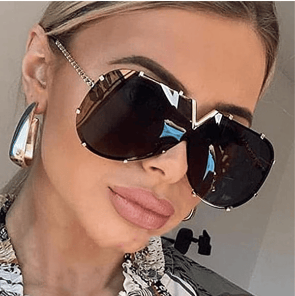 Solbriller Mann Kvinne Klassisk Retro Metallramme V-form Dame Su