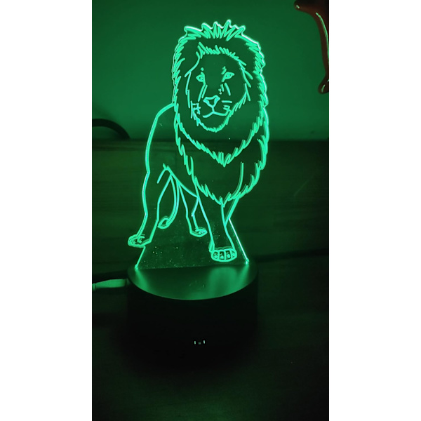 Løve Akryl 3D-lampe gave, 3D Illusion Natlamper USB LED