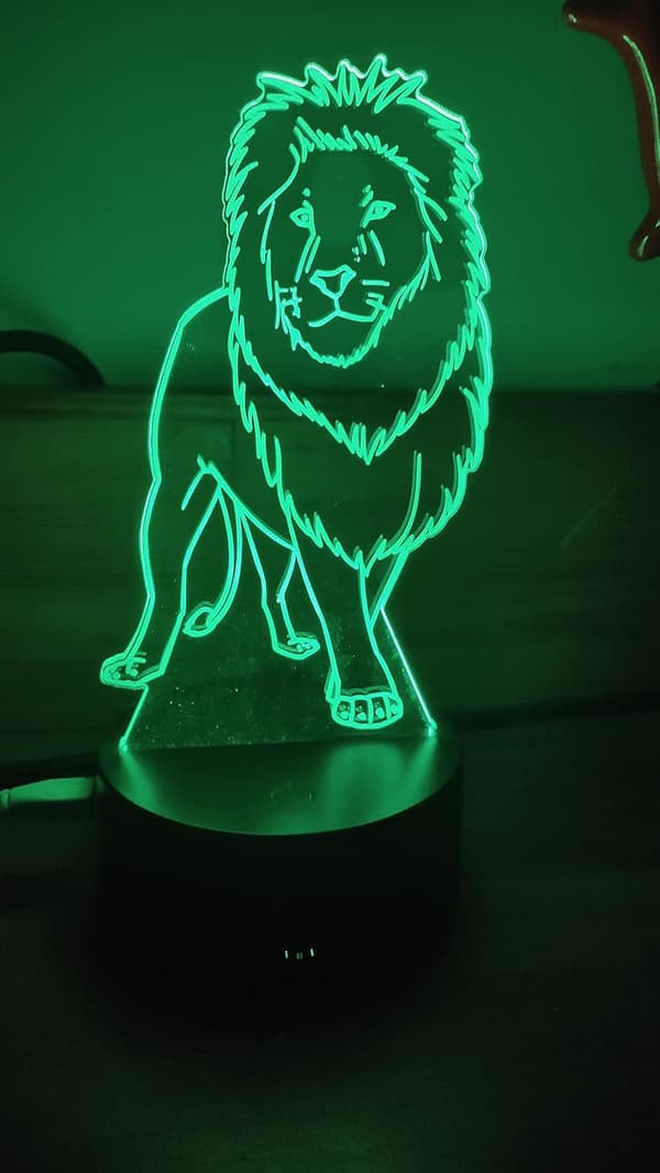 Løve Akryl 3D-lampe gaver, 3D Illusjon Nattlamper USB LED