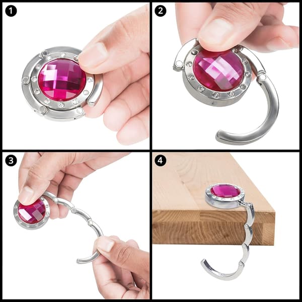 ##/Bärbar Handväska-krok (Set med 6) - Silver Vikbar Väska-krok - Fol##/