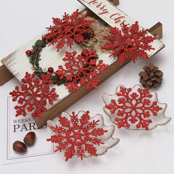 Plast Jul Glitter Snowflake Ornament Julgran