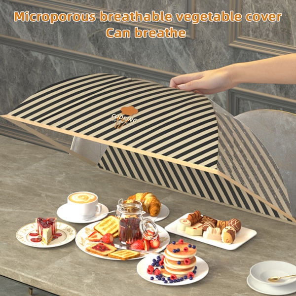 Bärbar cover i paraplystil Hopfällbar mesh Matparaply-tält Anti-fly bordsmatsöverdrag rectangular 50x70cm striped chef hat