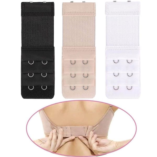 3-pack BH-förlängare - Svart, Vit, Beige - 2 krokar multicolor
