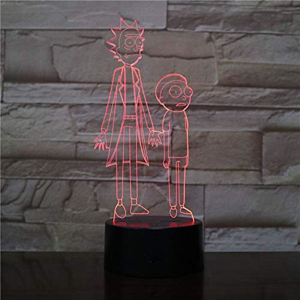 3D Led nattljuslampa Tecknad Rick et Morty Färgrik natt