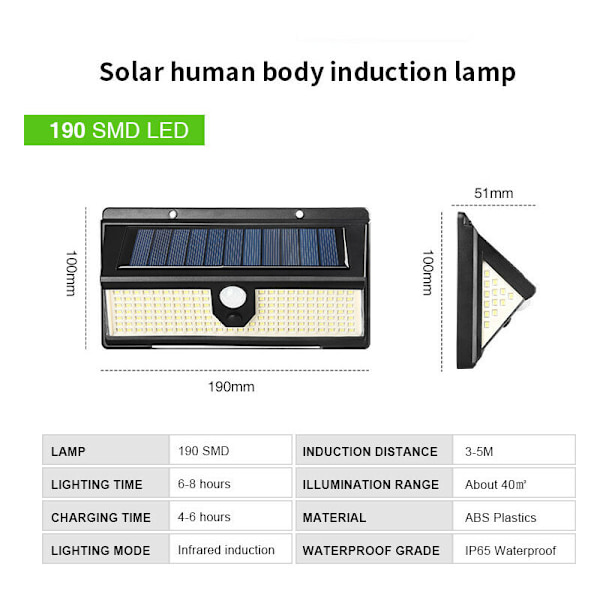 2 stk solcellelamper utendørs, 【holdbar vanntett versjon】 190 LED-lys