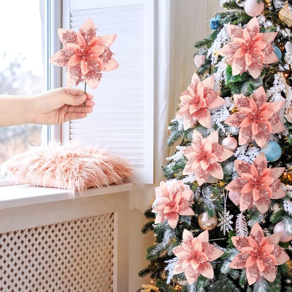 12 stycken glitter julstjärna konstgjord julblomma