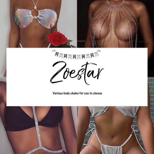 Rhinestone Body Chain Glitter Crystal BH Chain Sølv