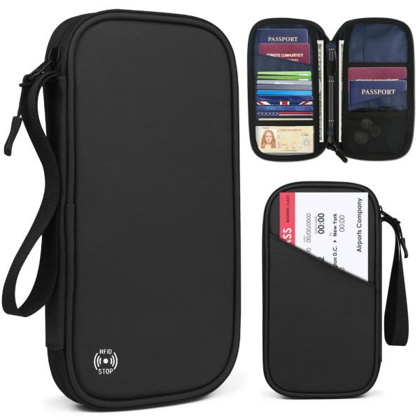 RFID säker reseplånbok passfodral black
