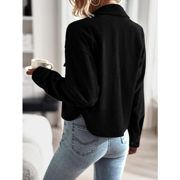 Damtemperament Casual Damkappa 2023 Enfärgad Allmatchande modetopp black L
