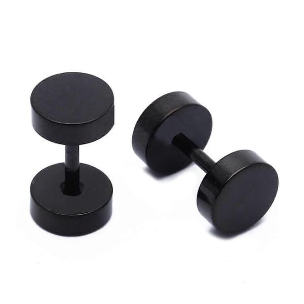1 par herre barbell rustfrit stål ørestikker øreringe sort 6mm