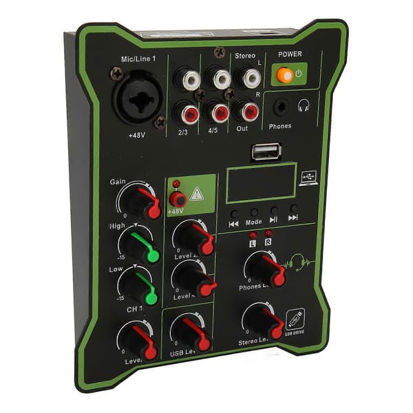 Mini lydmixer tabsfri 5-kanals Bluetooth U-disk afspilning kompakt optagelseslydkort til livestreaming