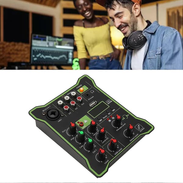 Mini lydmikser tapsfri 5-kanals Bluetooth U-diskavspilling Kompakt opptakslydkort for direktesending
