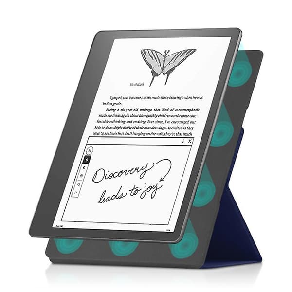For Amazon Kindle Scribe Magnetisk E- case PU Lærstativ Cover Blue