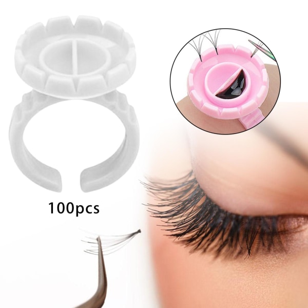 1/2/3 100x Limringar Lash Glue Cups för För Tattoo Volume Lash White 2.3x5.1cm 1Set