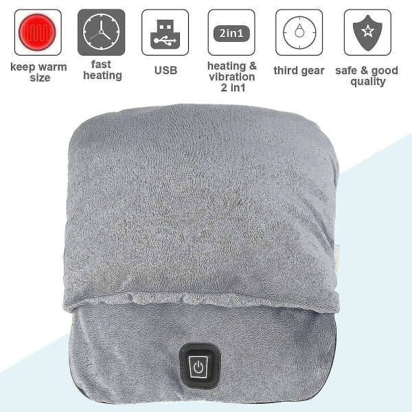 1 Sett Elektrisk Fotvarmer Oppvarmet Vibrasjonsmassasje Rask Oppvarming Hold Varm Supermyk Fleece USB Elektrisk Fotvarmer For Home_a_hf