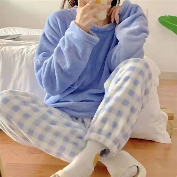 Naisten syksyn talven lämmin flanelli naisten pyjamasetti Style 23 XL