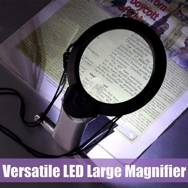 2 lupe leseforstørrelsesglass X2 og X6 forstørrelsesglass lysende LED handsfree halsrem for brodering lesebok