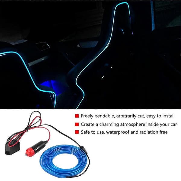 DC 12V Bilpanel Neonlampe Strip Blåt Koldt LED Lys Interiør Atmosfære Lys Trim