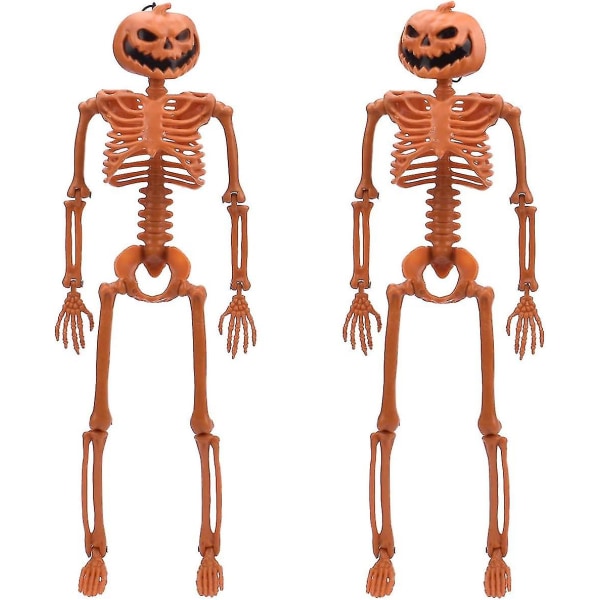 15,7' rörligt Halloween-skelett - pumpahuvud helkropps- Halloween-skelett med rörliga leder för spökhus