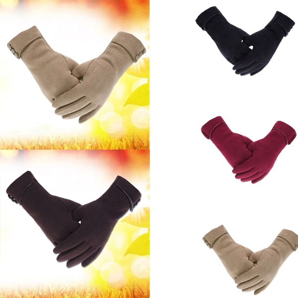 Vinter Dame Fleece Varm Holde Touch Screen Hanske Utendørs Wine red