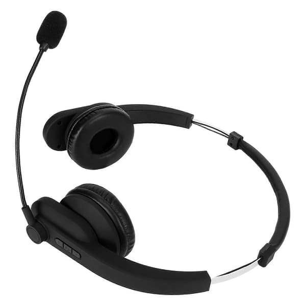 Trådløst headset Bluetooth 5.2 Støjreduktion Komfortabelt telefonheadset med drejelig mikrofon til kontor sort
