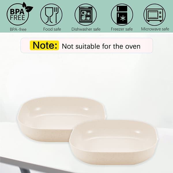 4 stk polypropenplasttallerkener med dype sider for oppvaskmaskin ecru