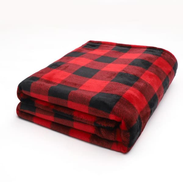 Klassisk rød og sort ternet flanneltæppe 200*230cm, stor størrelse
