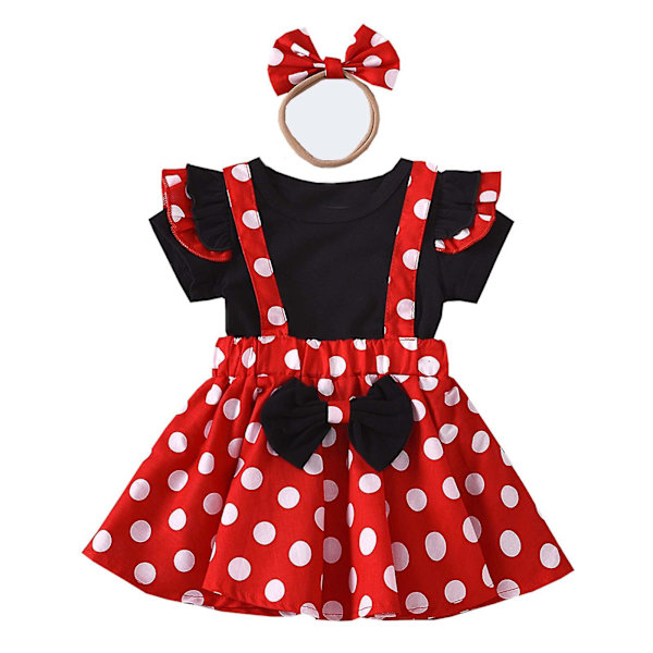 Baby Girl Clothes Baby Clothing Infant Toddler Girls Dots Bow-knot Dress Headband 3pc Outfit Set Baby Clothing 100