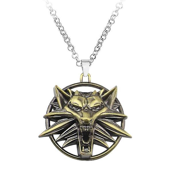 Vintage halsband Cool öppen mun Wolf Head hänge halsband Witcher Wild Animal