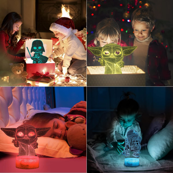 Star Wars nattlampor för barn, 16 färger Baby Yoda Lamp Bed