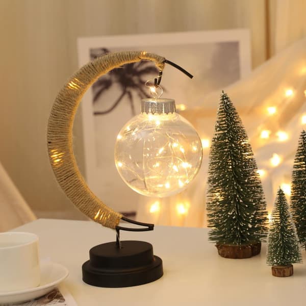 Enchanted Lunar Lamp USB Joulu LED Kuu Lamppu Ripustuskoriste sininen