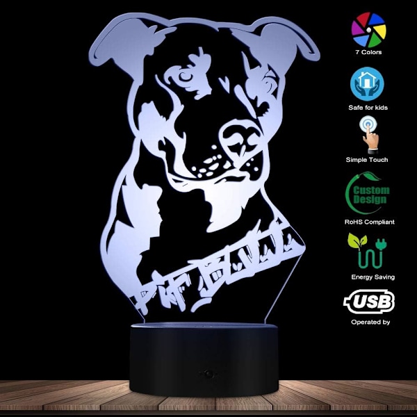 3D American Smart Flexibel Pit Bull Terrier Barnrumsbord L