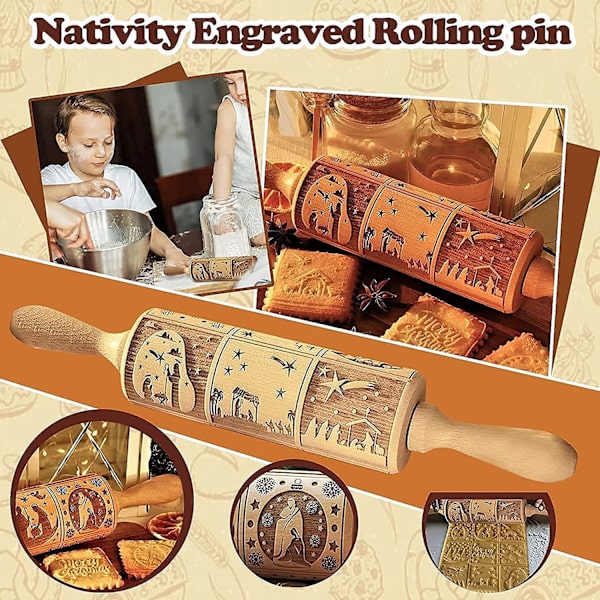 Nativity kjevle 9 forskjellige mønstre, for å bake kaker