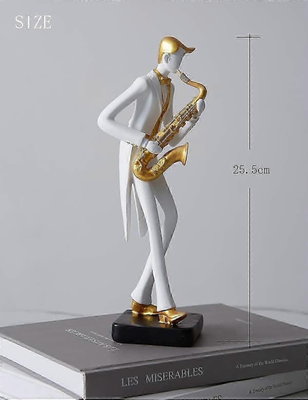 Kunstmusikerfigur Skulptur Musikkstatue Dekor Harpiks Piano Gave 26cmsaksofon