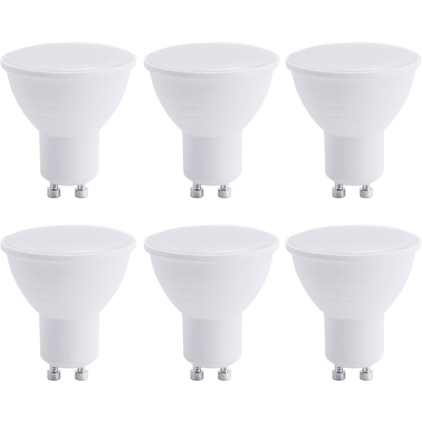 LED GU10 Spotlight-lampor, GU10 LED-lampor, 5W Cool White 6500K (50W Halogenekvivalent) Energisparlampa, 6 st