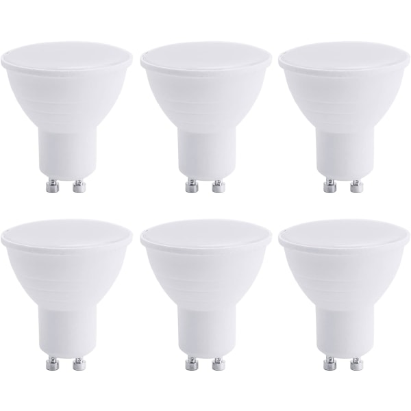 LED GU10 Spotlights, GU10 LED-pærer, 5W Kaldhvit 6500K (50W Halogenekvivalent) Energisparende pære, 6 stk