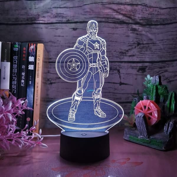 Captain America 3D Natlampe The Avengers Sort Base