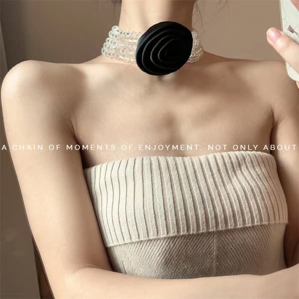 Fransk dame rosepyntet krystallperle choker