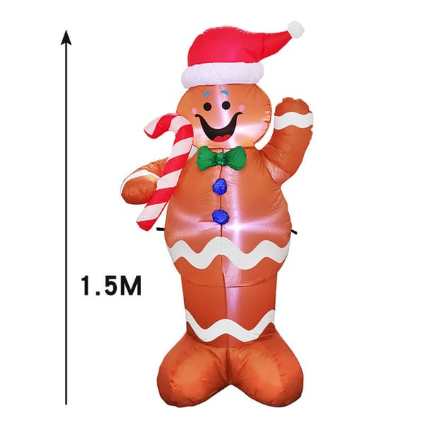Jul oppblåsbare pepperkakemann gårdsdekorasjoner Gingerbread Man 1.5m USA