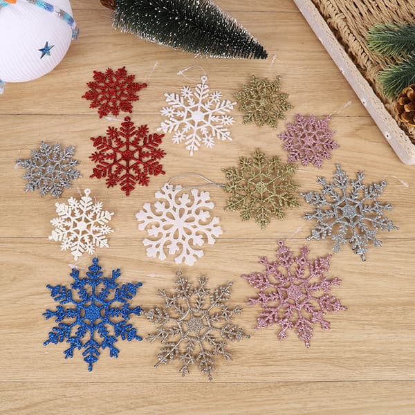 12:a julsnöflinga prydnader glittrande glitter snödekor