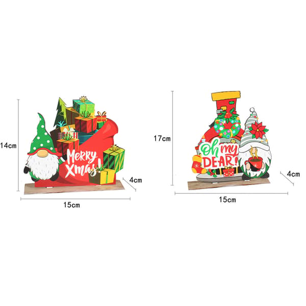 2 Styck Julbordsdekor Trä Gnome Bordsskiva Skylt Trä gift bag + garland