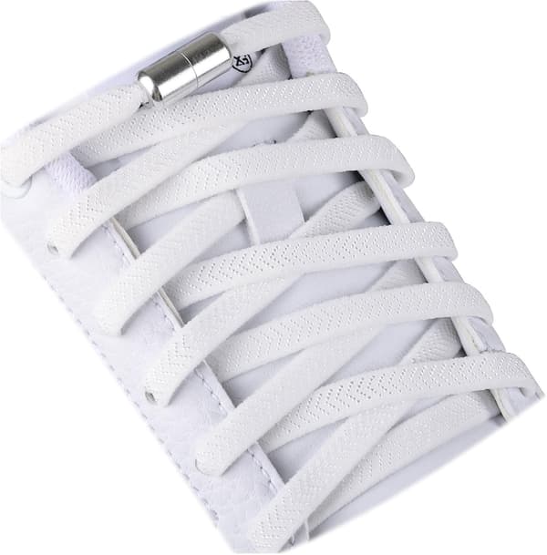 2 Par Elastiske Flate Skolisser med Metall Lukking, Ingen Binding Elastisk