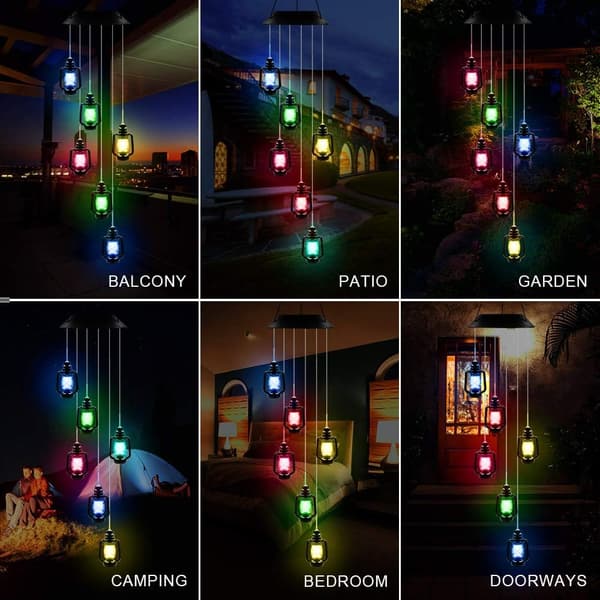 Lanterner Solar Wind Chimes til udendørs LED-lys, farveskiftende vandtætte Windchimes Unique Outdo