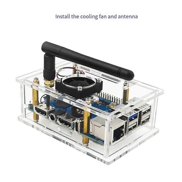 Til OrangePi 5Pro akrylkasse til OrangePi 5 Pro gennemsigtig akrylkasse med køleventilator antenne A