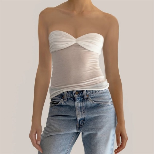Crop Topper for kvinner Y2K T-skjorte SVART XL XL
