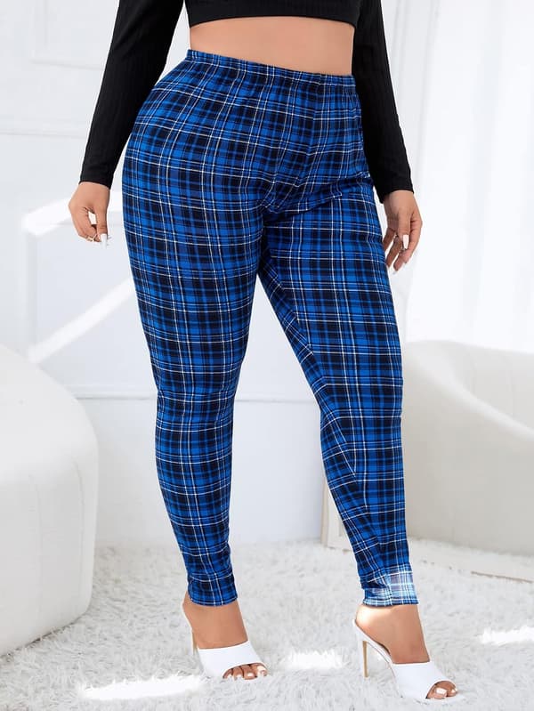 Dam Plus ize Rutiga Leggings med hög midja kinny Byxor S